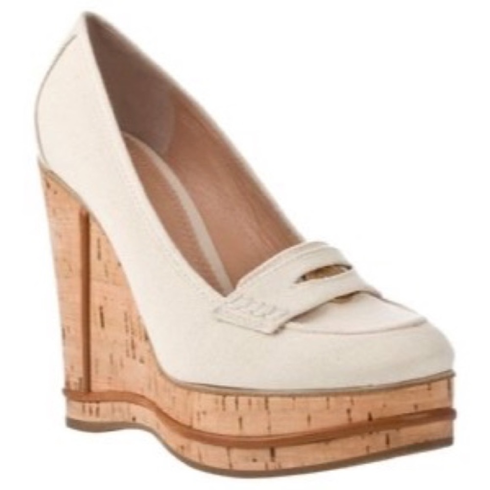 Chloe platform penny loafer wedges